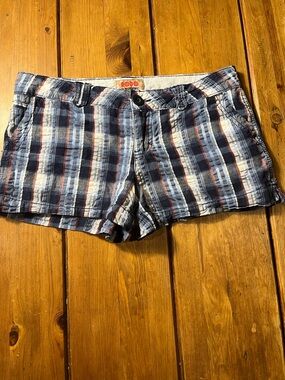 NOBO Striped Plaid Cotton-Blend Shorts in Blue, White and Red